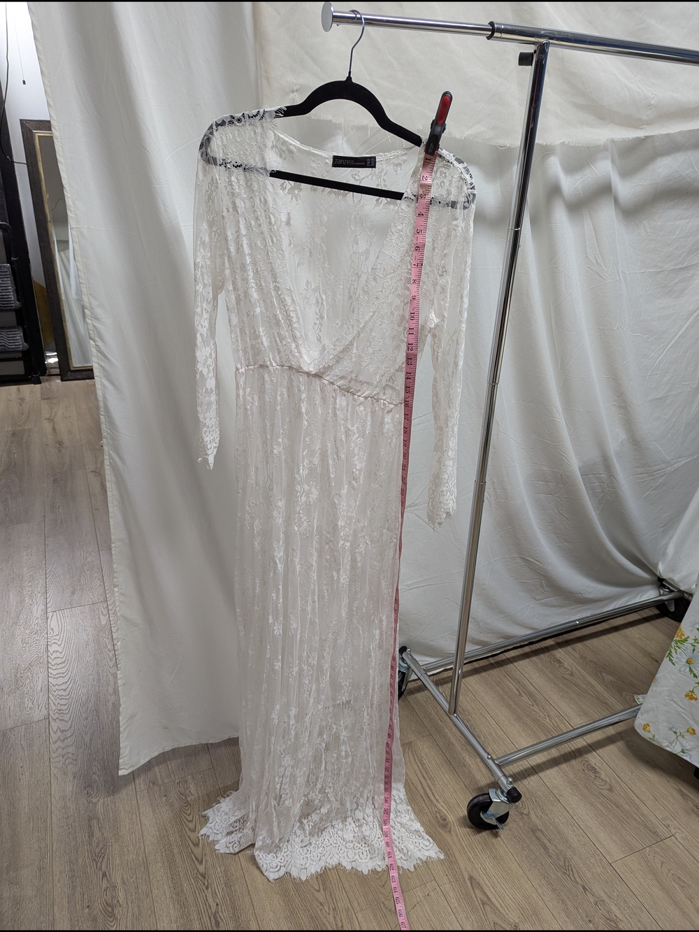Zanzea White Lace Dress with Floral Overlay